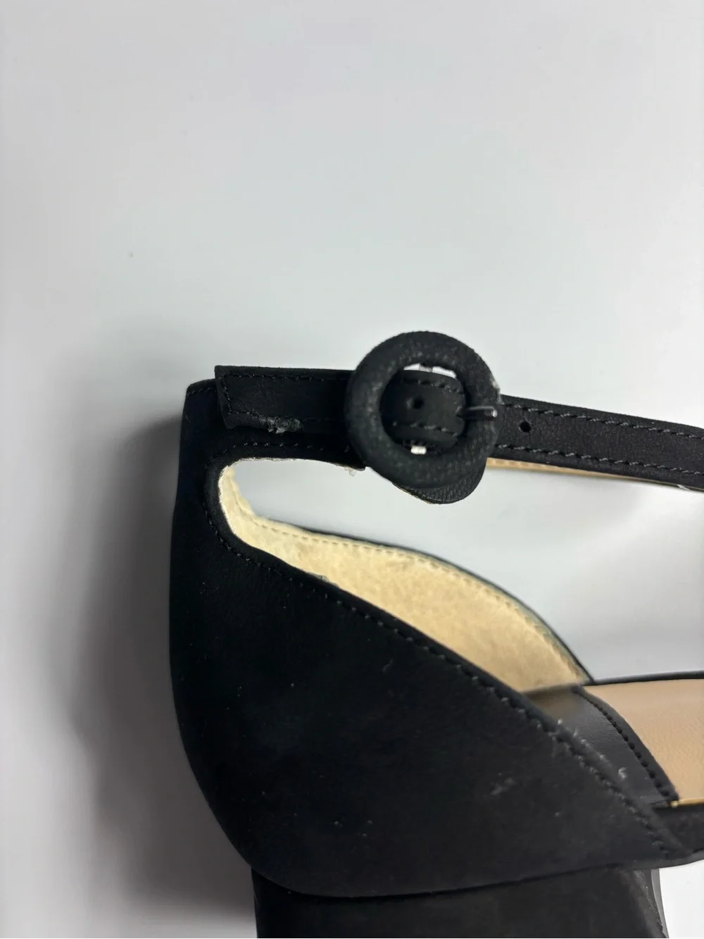 Alex Marie Black Nubuck Open Square Toe Block Heels Ankle Strap Women Size 9M
